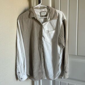 American Eagle women’s M two tone color block corduroy long sleeve button up